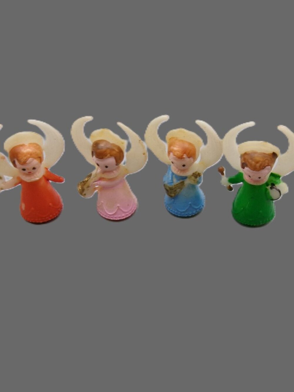 4 Vintage Mini TINY Celluloid Angels, Hong Kong Christmas Lot, Dollhouse, One In